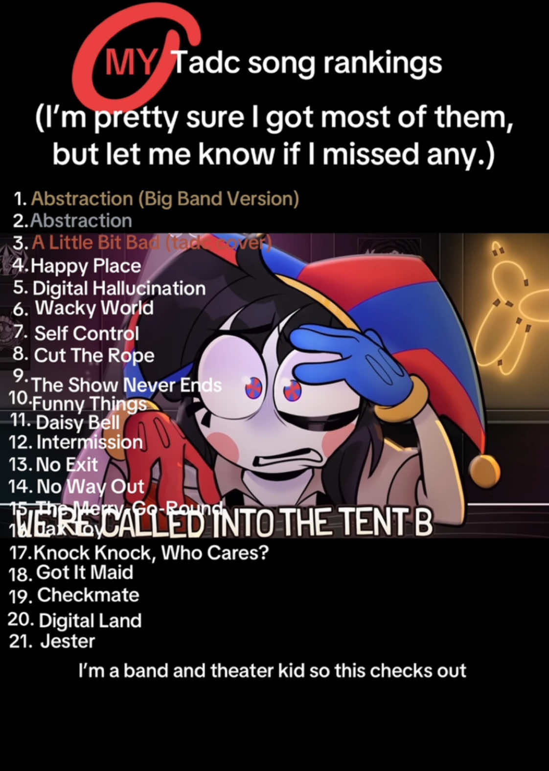 My tadc song ranking :3 #viral #fyppppppppppppppppppppppp #tadcsong #tadc #theamazingdigitalcircus 