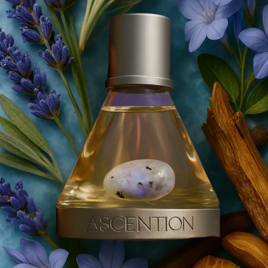 ✨ Ascent to Enchant ✨ The witchy perfume with spiritual benefits. Powered by Rainbow Moonstone, this clean, vegan NeuroPerfume™ is crafted as a scent spell to heighten intuition, magnetism, and divine feminine glow. Notes of blue lavender, desert sage, and creamy sandalwood swirl like smoke on an altar — grounding yet otherworldly. It’s more than fragrance; it’s a ritual. Spritz to elevate your mood, call in enchantment, and let your aura shimmer with magic. 🌙 Ascention Parfums | Clean • Non-Toxic • Vegan • Sustainable #AscentionParfums  #ScentSpell  #NeuroPerfume  #WitchyVibes