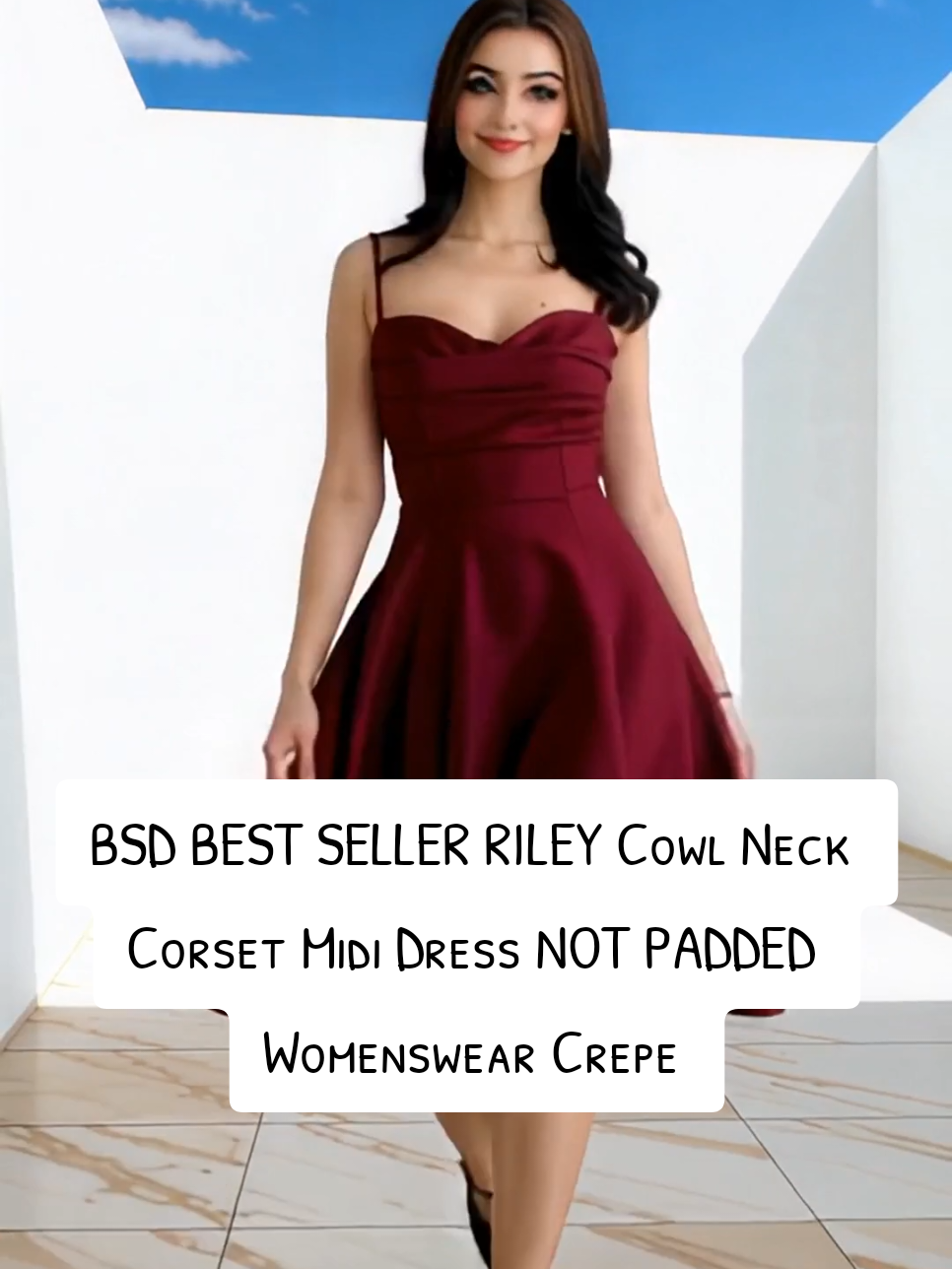 BSD BEST SELLER RILEY Cowl Neck Corset Midi Dress NOT PADDED Womenswear Crepe #bsdbestseller #rileycouldneckdress #womenswearfashion #crepeoutfit #fyp 