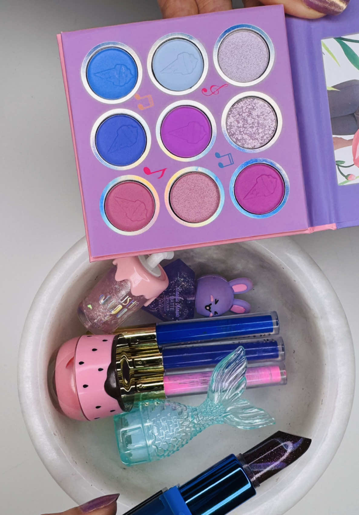 Coloring Slime with Cute 🧜‍♀️🐰🍓🥤🍦🎶💙💜🩷Makeup💄!  #asmr #satisfying #makeup #makeupslime #lipstick #lipstickslime #lipgloss #lipbalm #eyeshadow #glitter #strawberry #mermaid #mascara #rabbit #icecream #cute #viral #asmrsounds 