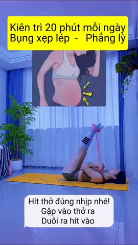 Bài tập bụng hiệu suất cao với dây kéo kháng lực nhé #tapbung #giammobung #giammosausinh #giamcan #giamcanantoan 