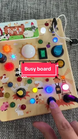 Busy board filled with working lights, buttons and switches. #montessori 