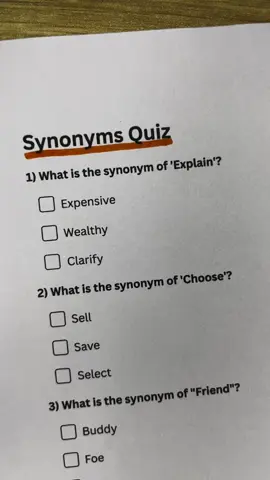 Synonyms Quiz - Can you get 7/7? #synonyms #englishquiz #quiz #quiztime #trivia 
