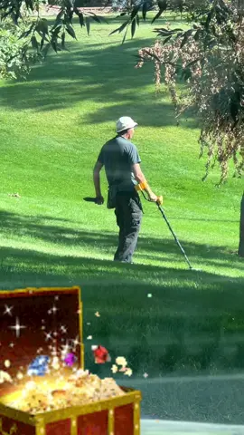 This ol boys got his metal detector out. I hope he finds a treasure here at tha park! #fyp #Billings #Montana #metaldetector 
