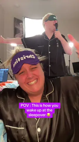 Good Morning Sunshine! 😴😳😂Check out our podcast - @inbedwithcc 🎉 #christinessnaps #sleepover #pov #wakeup 