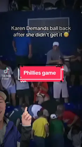 lady gets upset a dad is more coordinated than her at Phillies baseball game 😂  