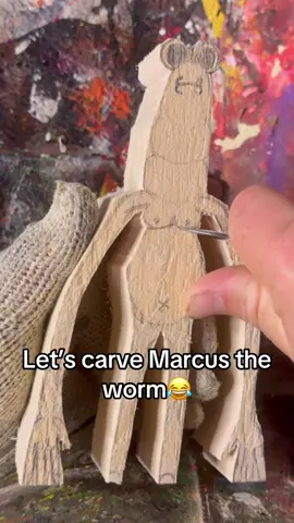 Let’s carve Marcus the worm @roflgator #roflgator #marcusvrchat #marcus #marcusthewormvr #woodcarving 