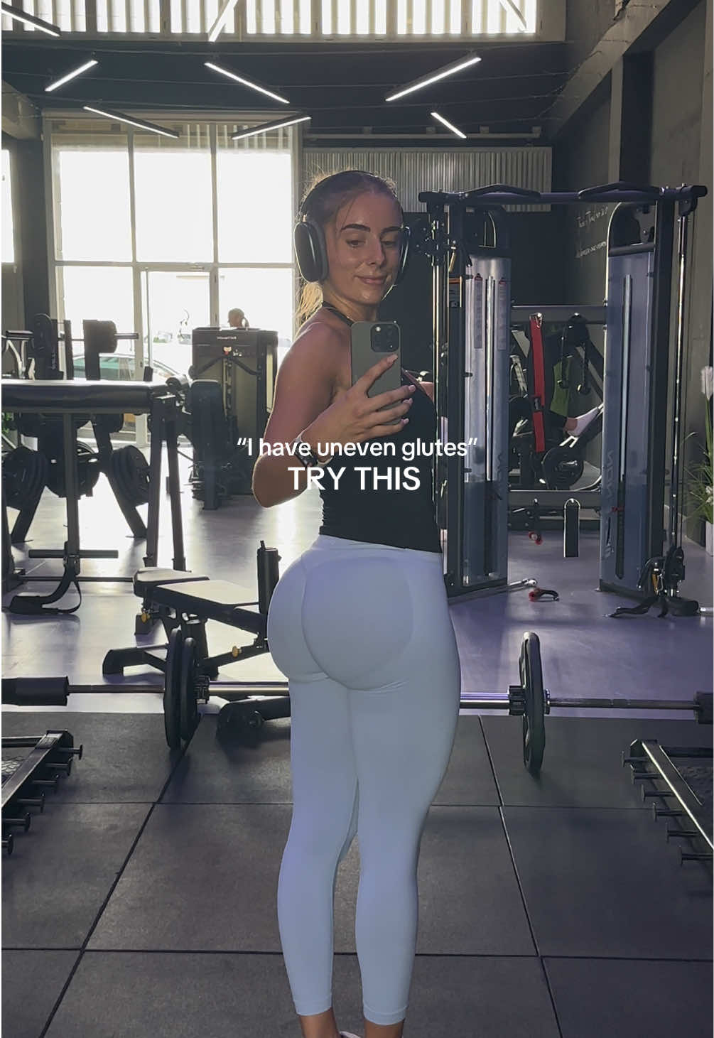 Fix your glute imbalance with this 🍑 @DFYNE discount elora10 ✨ wearing: impact leggings + impact halter top #glutesworkout #glutegrowthtips #glutegrowth 