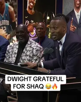 Shaq was on stage to welcome Dwight to the Hall of Fame 👏 (via NBA TV) #shaq #dwighthoward #NBA #basketball #espnsocial