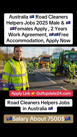 Australia 🇦🇺 Road Cleaners Helpers Jobs 2025 Male & 🇦🇺🇦🇺Females Apply 🇦🇺##Australia #australia🇦🇺 #australiajob #australian #australianshepherd 