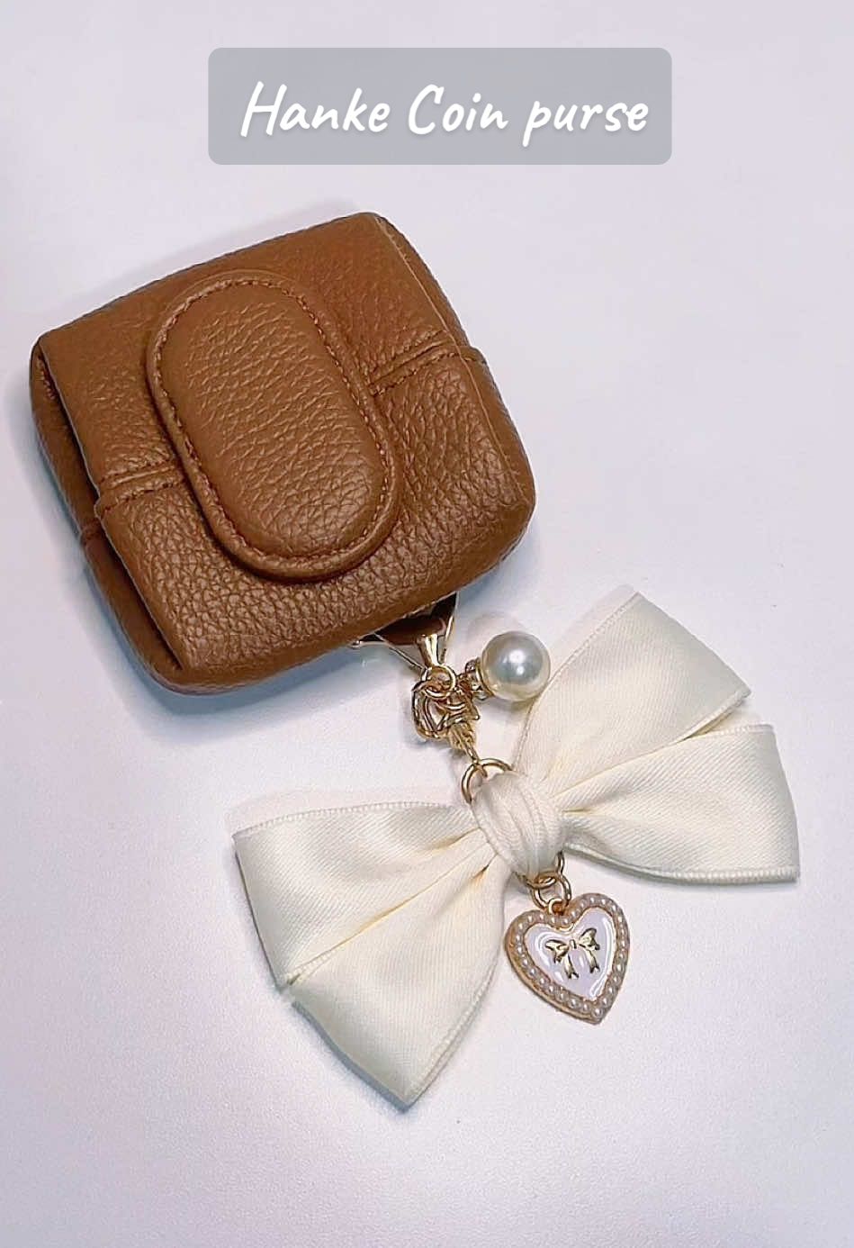 HANKE PU Leather Mini Square Button Coin Purse with Keyhook #wallet #purse #leather #mini #coinpurse