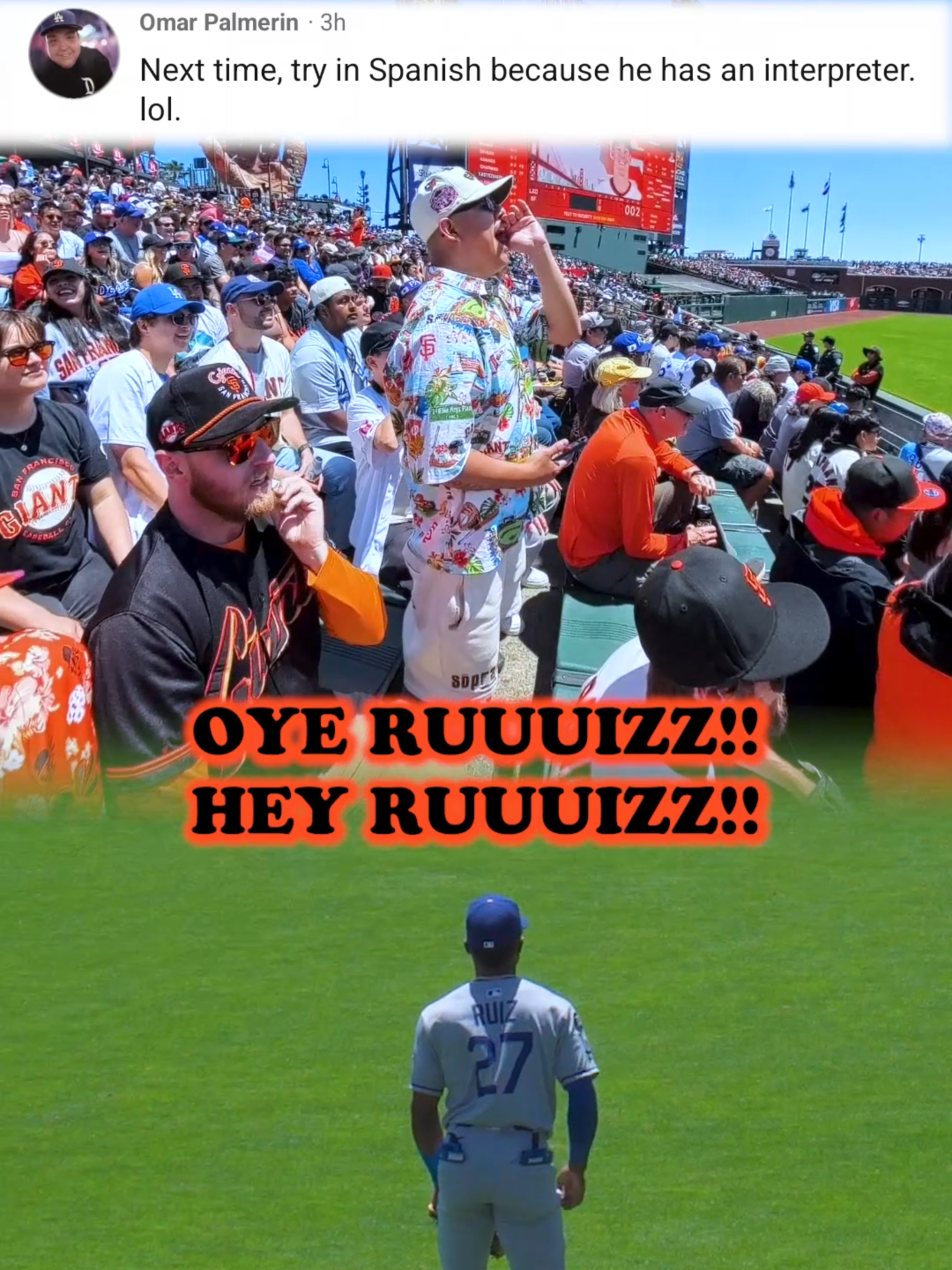No bueno #heckling #baseball #trevschirps #dodgers #sfgiants #spanish  @dodgers @sfgiants