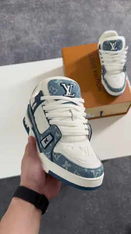 White & Blue Lv Trainer Sneaker💧#menfashion #fashiontiktok #lvtrainers #fyp #goviral 