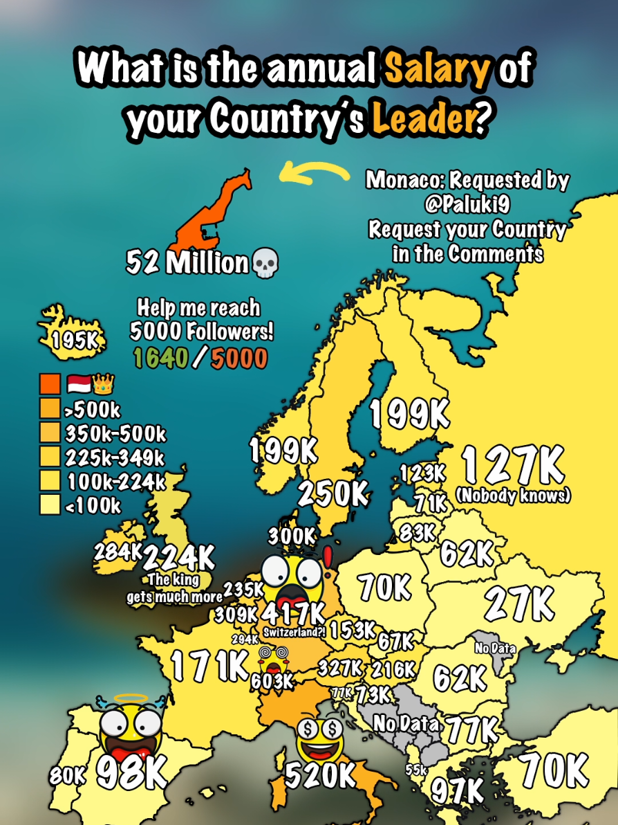 What is the Salary of your country's leader? #europe #map #mapping 