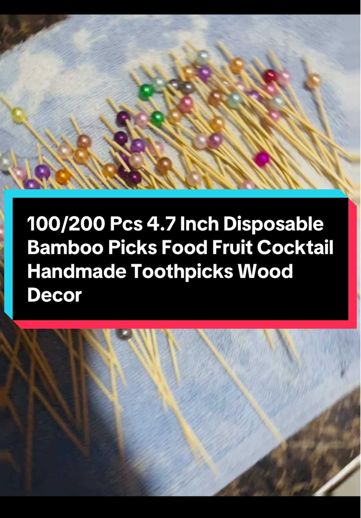 100/200 Pcs 4.7 Inch Disposable Bamboo Picks Food Fruit Cocktail Handmade Toothpicks Wood Decor #bamboostick  #stick  #engagementisthekey  #highlight  #foryoupages 