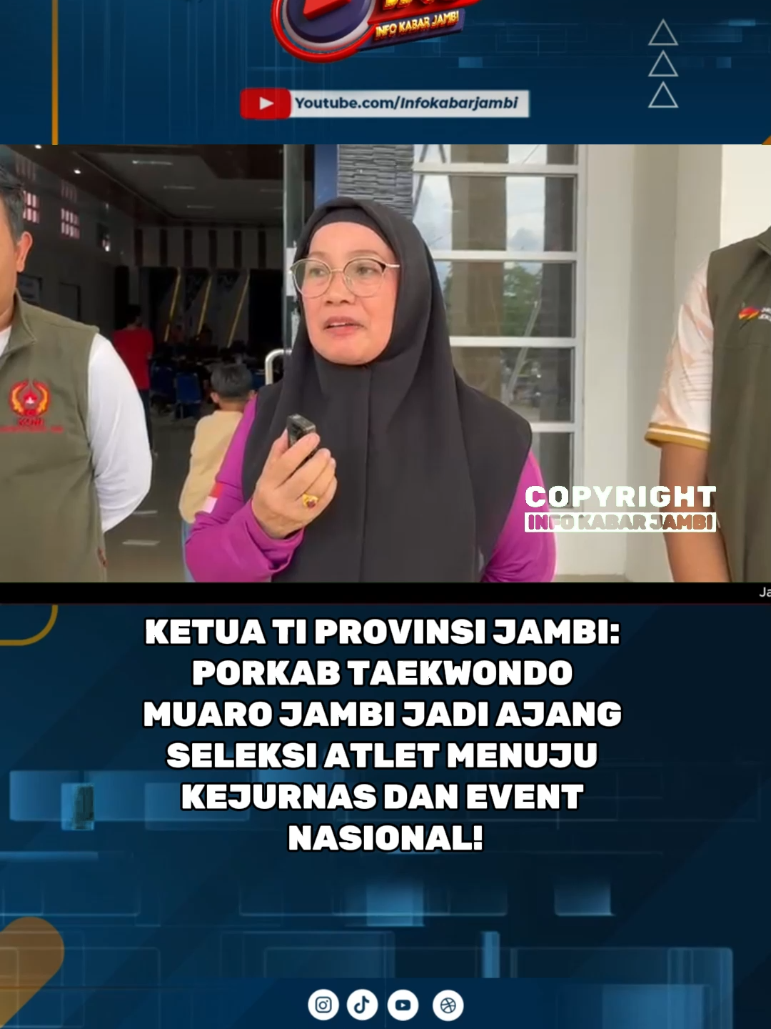 Ketua Taekwondo Indonesia (TI) Provinsi Jambi menyampaikan apresiasi yang mendalam atas suksesnya Pekan Olahraga Kabupaten (Porkab) Muaro Jambi cabang Taekwondo Piala Dandim 0415. Ucapan terima kasih disampaikan kepada Dandim 0415 Muaro Jambi, Kadispora, Ketua TI Muaro Jambi, serta seluruh panitia yang telah bekerja keras menyukseskan kejuaraan ini. Menurut Ketua TI Provinsi Jambi, kejuaraan tingkat kabupaten seperti ini sangat penting karena menjadi ajang persiapan menuju kompetisi yang lebih tinggi. “Kejuaraan ini sekaligus mempersiapkan atlet untuk Kejurprov yang akan digelar di Kota Sungai Penuh pada 26–28 September 2025. Dari Kejurprov inilah akan dipilih atlet terbaik untuk persiapan menuju Kejurnas,” jelasnya. Tak hanya itu, TI Provinsi Jambi juga sedang mempersiapkan atlet-atlet untuk berbagai ajang bergengsi, seperti Pekan Olahraga Mahasiswa Nasional (POMNAS) yang akan berlangsung pada 21–23 September 2025 di Jawa Tengah. Selain itu, Jambi juga akan mengirimkan atlet taekwondo pada Pekan Olahraga Bela Diri Nasional (PON Bela Diri) yang dijadwalkan 11–26 Oktober 2025 di Kudus, Jawa Tengah. Lebih lanjut, cabang taekwondo juga diproyeksikan mengikuti Pekan Olahraga Pelajar (POP) 2025 yang digelar pada 1–10 November mendatang. “Kejuaraan-kejuaraan di tingkat kabupaten dan kota ini adalah langkah berkelanjutan. Bukan hanya untuk memilih atlet mewakili kabupaten, tapi juga mempersiapkan mereka ke tingkat provinsi, nasional, hingga internasional,” tegasnya. Ketua TI Provinsi Jambi berharap seluruh atlet muda yang bertanding tidak hanya berhenti pada prestasi tingkat kabupaten, namun mampu menorehkan prestasi lebih tinggi. “Mudah-mudahan semua anak-anak ini bisa berprestasi, bukan sekadar juara di kabupaten, tapi juga juara di provinsi, nasional, bahkan internasional,” pungkasnya.