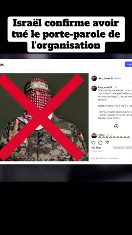 Israël confirme avoir tué le porte-parole de l'organisation A. OBEIDA, LE VISAGE DU HAMAS TUÉ #franceinfo #tiktokinfo 