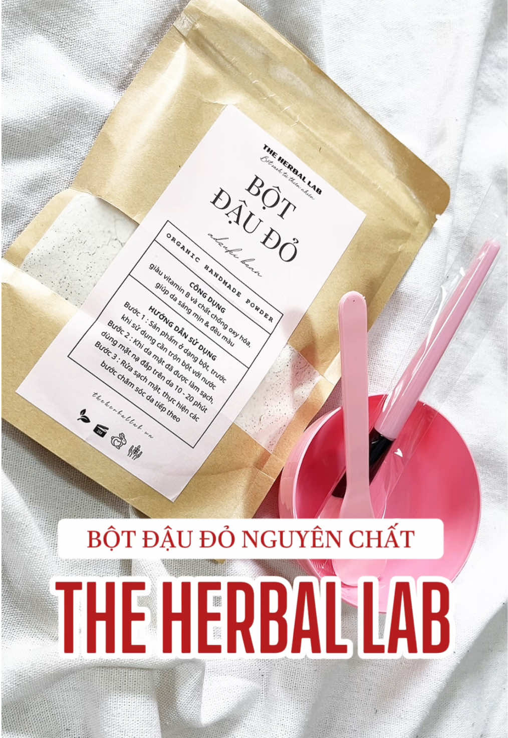 Bột đậu đỏ THE HERBAL LAD giúp da mịn màng, hỗ trợ dưỡng da trắng sáng #botdaudo #duongtrangda #botdaudonguyenchat #bodycare #reviewlamdep 