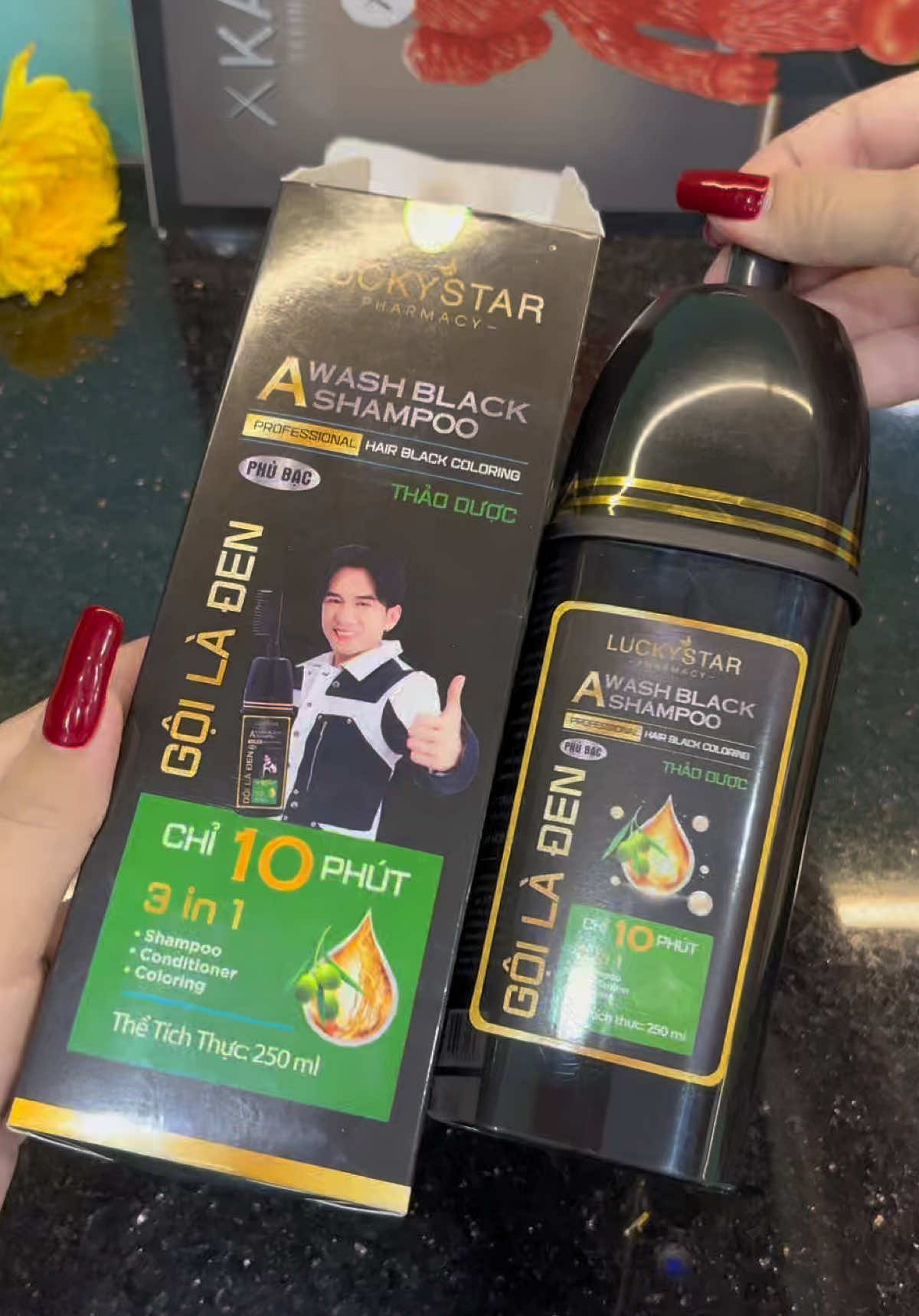 Dầu gội phủ bạc Thảo dược Luckystar gội là đen##emkieutaphoa##daugoiphubac##luckystar##daugoiphubacluckystar