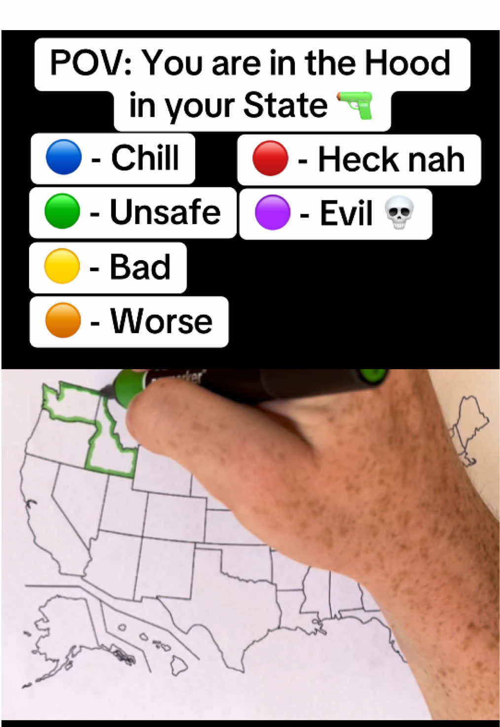 How bad is the hood in your state? #fyp #hood #map #us #usa #america #thehood #chalkiemap #zyxcba 