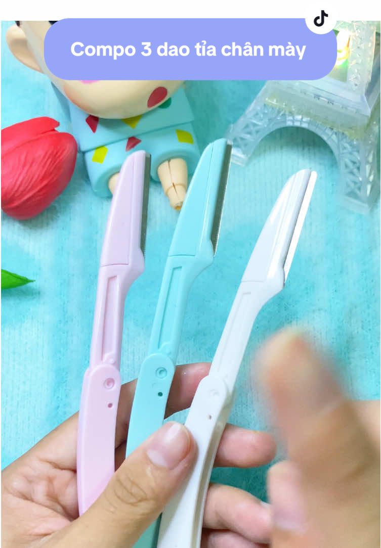 #daotiachanmay , compo 3 dao tỉa nhỏ gọn gấp gọn , an toàn khi tỉa chân mày không gây đau rát an toàn , định hình chân mày dễ , cạo lông mặt tiện #daocaomat #xuhuong 