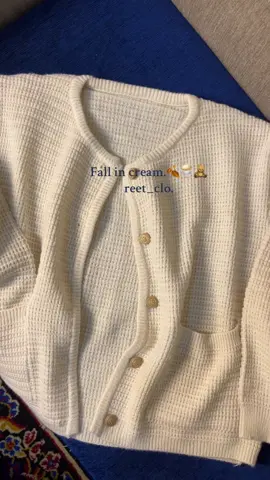 •Our cream cardigan with pockets & gold accents 🍂🛒 “SHOP via DM”🛍️🧚🏻‍♂️ #reetclo #cardigan #falloutfit #softgirlera #auttumn 