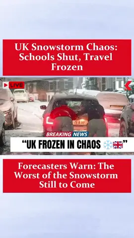 A massive snowstorm has thrown Britain into chaos. Schools are shut, roads blocked, and travel warnings issued nationwide. Power cuts, stranded passengers, and freezing conditions are crippling daily life—while forecasters warn the worst may still be ahead.   #UKSnowstorm #BreakingNewsUK #WinterChaos #SnowAlert #UKWeather 