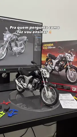 Muitas pessoas pediram e esse é o passo a passo como fiz 📸 Comando para fazer é esse abaixo 👇🏼: ————————————— Melhor chat pra usar : Gemini  Use the nano-banana model to create a 1/7 scale commercialized figure of the motorcycle in the illustration, in a realistic style and environment. Place the figure on a computer desk, using a circular transparent acrylic base without any text. On the computer screen, display the ZBrush modeling process of the figure. Next to the computer screen, place a BANDAl-style toy packaging box printed with the original artwork.   - Mandem o de vcs 🫡📸:  #explore #trend #start160 #loucospormotos #sonhada160 