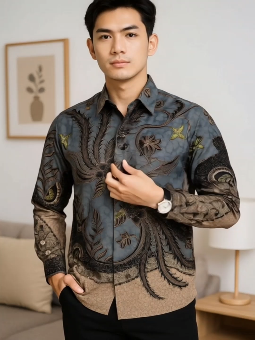 Batik pria modern motif kekinian kemeja batik lengan panjang #batikpria #kemejabatik #kemejapria 