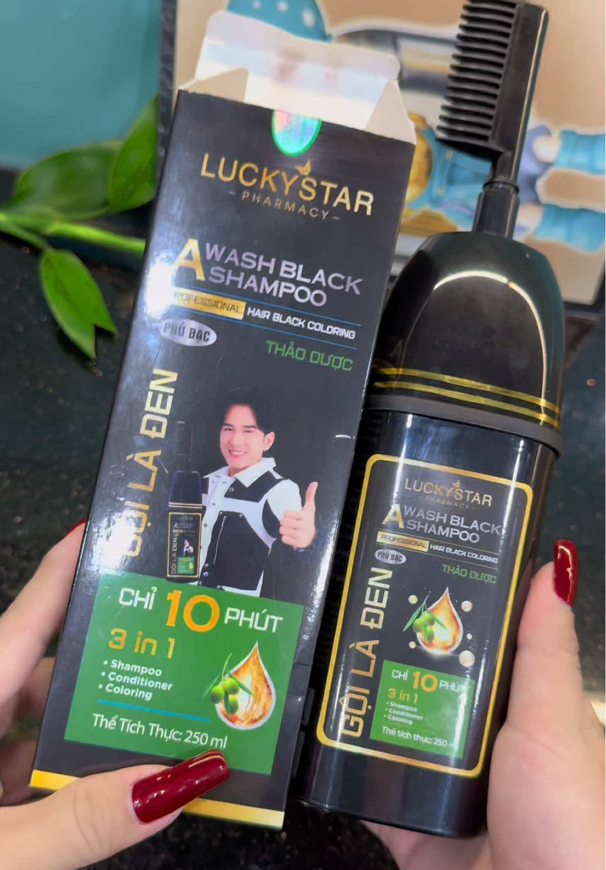 Dầu gội phủ bạc Thảo dược Luckystar gội là đen##emkieutaphoa##daugoiphubac##luckystar##daugoiphubacluckystar