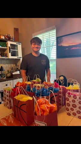 So I decided to do something different this year for my youngest, Forrest’s birthday. His birthday is in 16 days, and he will be 16. I got him 16 little gifts, and every day he will reach into a bag with little basketballs that has numbers on them, and find the bag with that number, and that’s his gift for the day. Cute fun idea! He was so confused but worth it 💙🏀  #kidsoftiktok #fyp #widow #griefjourney #sweet16ideas 