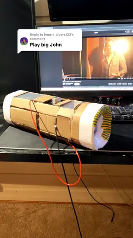 Replying to @henrik_albers133 playing big John on the homemade cardboard speaker #speaker #cardboard #hifi 