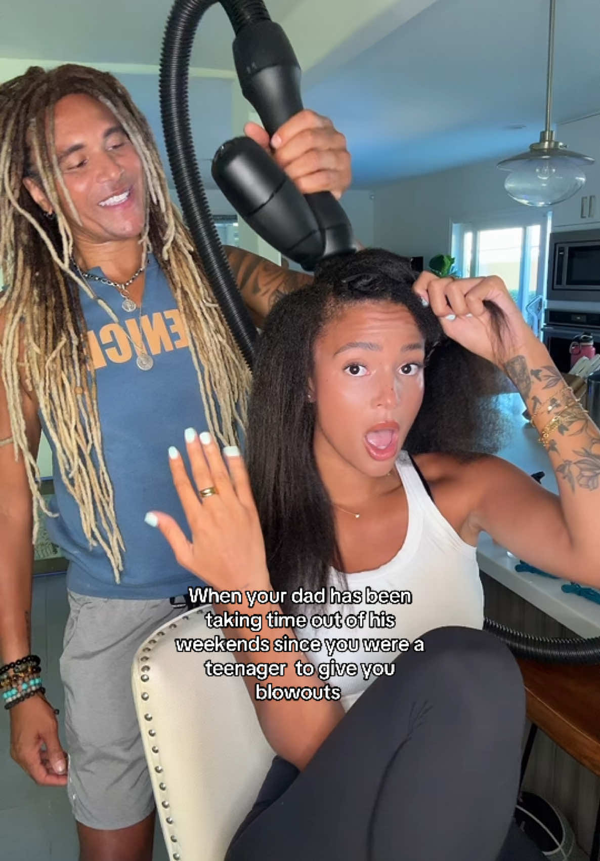 Sunday blowout with the pops @Sheri & Derek | Life Coaching #dadsoftiktok #blowout #hairtok 