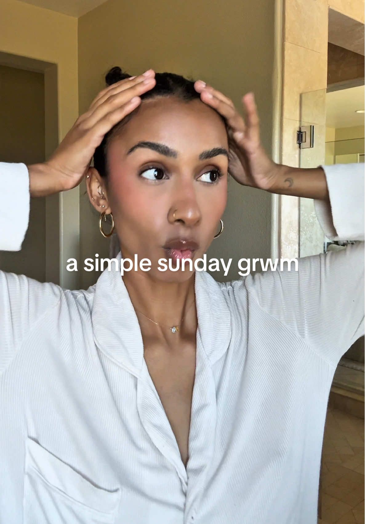 i never wanna get ready but i’m working on flipping my brain and feeling hot all the time so here we are using: @rhode skin  @Fenty Beauty  @milkmakeup  @Patrick Ta Beauty  @Charlotte Tilbury  @Clarins Official  @tarte cosmetics  @elfcosmetics 