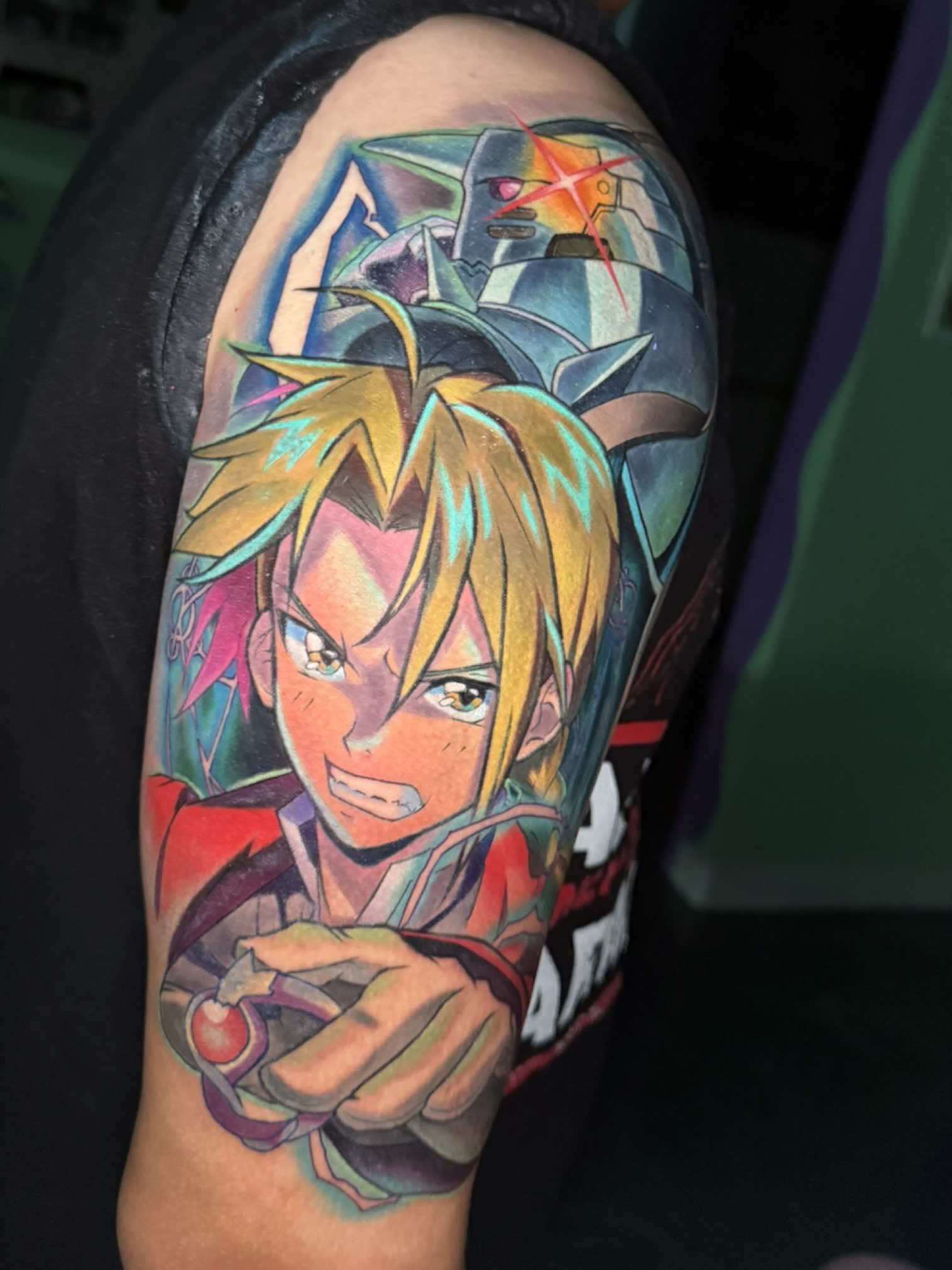 This was one big project! But I have always dreamed of tattoos like this. Lately I’ve been thinking a lot about how I want my own biceps tattooed, so it’s been really rewarding to work on and finish projects like this! Thank you Chris! Safe travels buddy #aztattooartist #arizonatattooartist #glendaleaz #animetiktok #aztattoo @UwU Tattoo Studio @Cream Tattoo Supply @Crybaby Tattoo Products @Hive Caps ®️ 