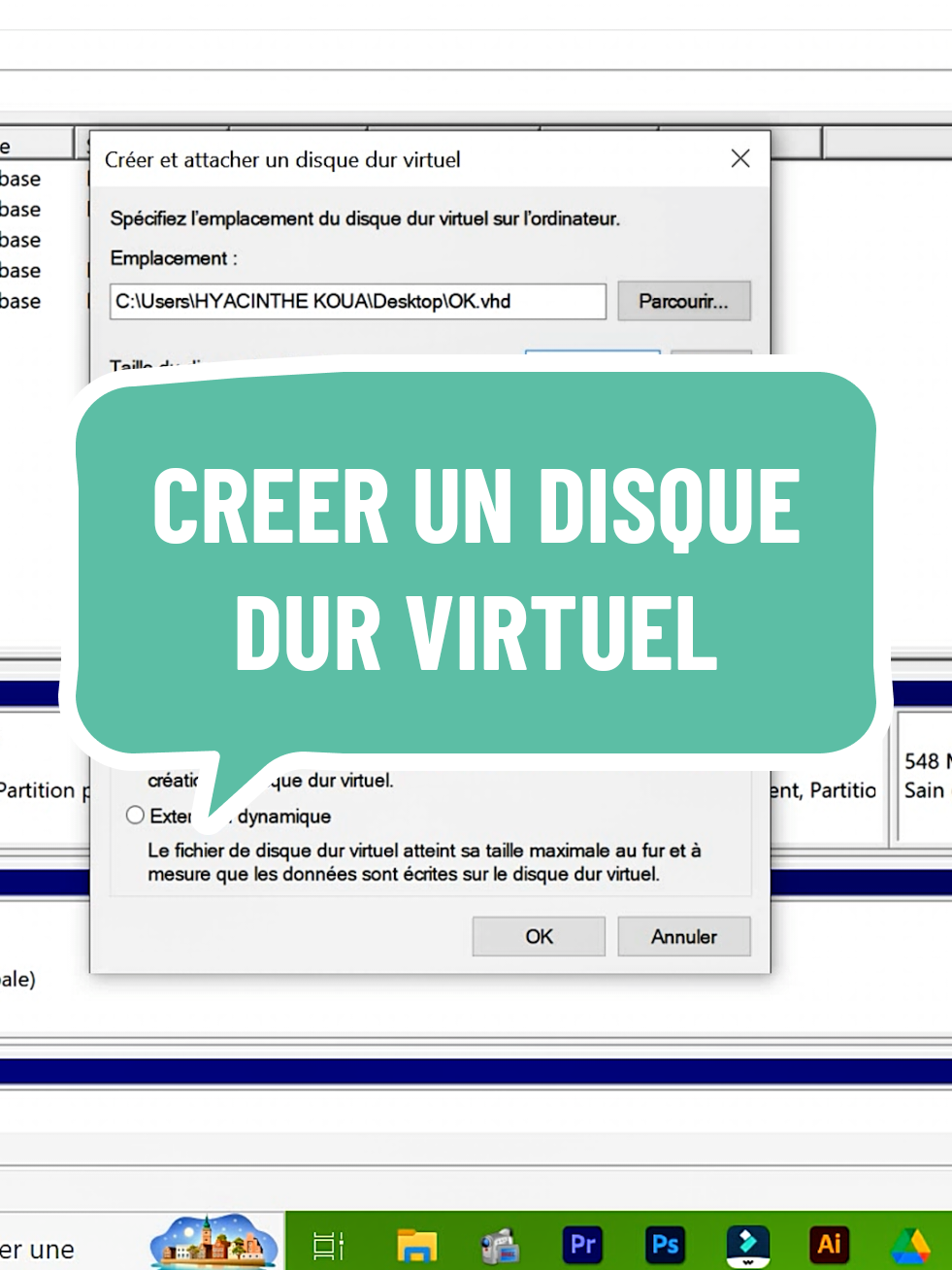 CREER UN DISQUE DUR VIRTUEL #ordinateur #ordinateur #informatique 