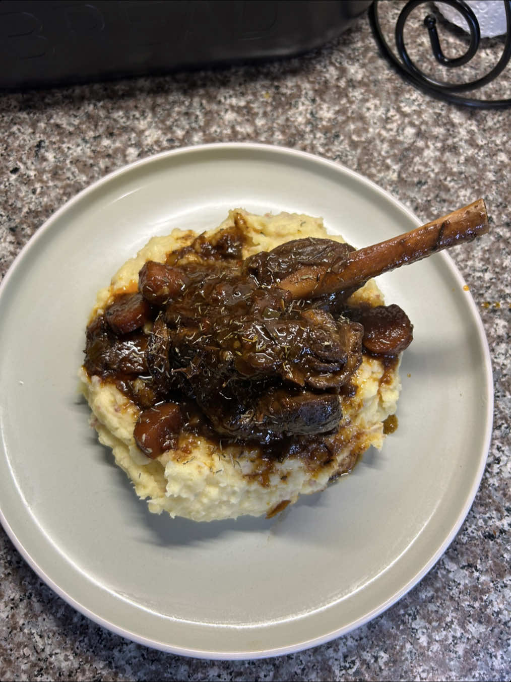 Sunday Dinner😋 Lamb Shank & Mashed Potatoes . . #DinnerIdeas #sunday  #lambshank #mashedpotatoes  #fyp 