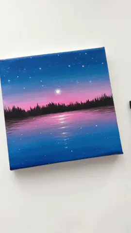 Magical evening ✨ Join our art club to check out the full tutorial! Link in bi0☺️💙 Materials used: 6x6 inch canvas Acrylic paints:  Phthalo blue, quinacridone rose lt, black & white ✨ Have a great day everyone💕✨ acrylicpainting #tiktokart #forestpainting #paintingtutorial #art #fyp