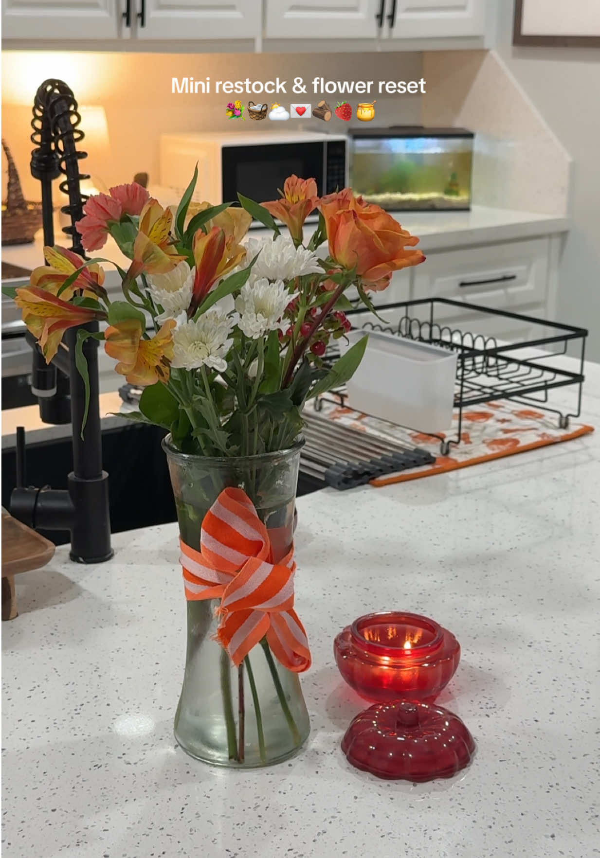 Nothing better than a little restock and some fresh flowers 🌷🍓⭐️✨☕️ my husband chose these ones and I think they’re so fall coded I’m obsessed 🍂🍁🍃🪵🥞☕️ @target  #reset#Vlog#targetfinds#retail#resetroutine 
