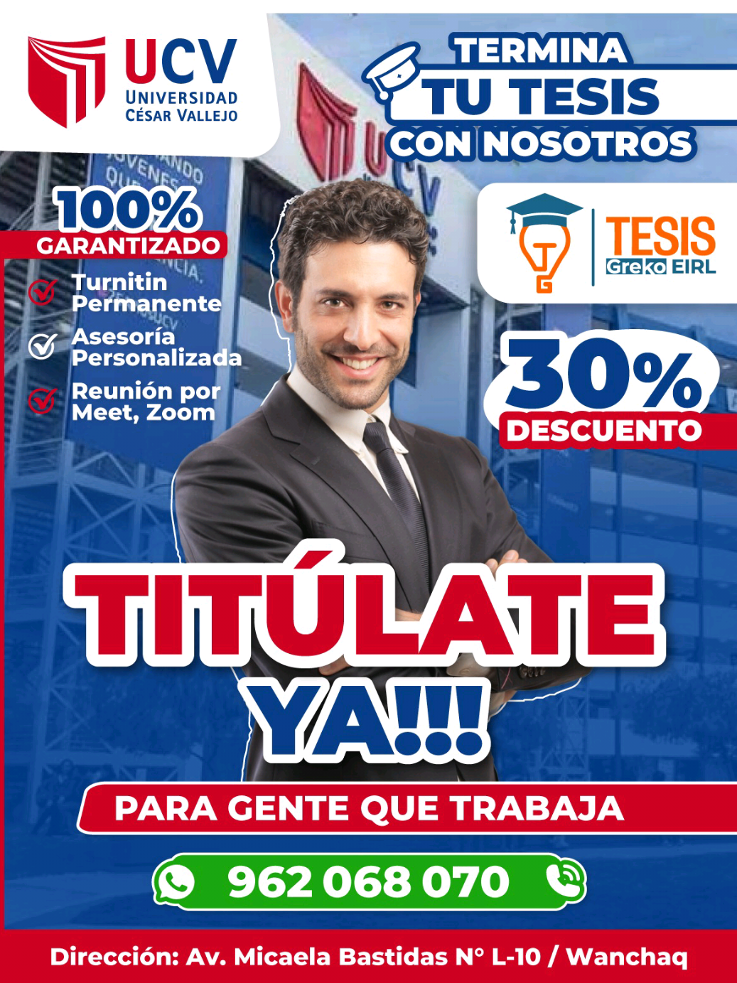 ¿𝐍𝐨 𝐝𝐢𝐬𝐩𝐨𝐧𝐞𝐬 𝐝𝐞 𝐭𝐢𝐞𝐦𝐩𝐨?  𝐓𝐞 𝐚𝐲𝐮𝐝𝐚𝐦𝐨𝐬 𝐞𝐧 𝐭𝐮 𝐓𝐞𝐬𝐢𝐬 𝐏𝐫𝐞𝐠𝐫𝐚𝐝𝐨, 𝐌𝐚𝐞𝐬𝐭𝐫í𝐚 𝐲 𝐃𝐨𝐜𝐭𝐨𝐫𝐚𝐝𝐨 📊 Enfoque Cuantitativo 📝 Elección de Tema  🔰 Proyecto de Tesis 📄 Elaboración de informe final con formato APA  ✅ Turnitin de menos del 20%. 📊 Elaboración de presentación en PPT para la sustentación. 💬 Sesión de sustentación y levantamiento de observación ilimitado. Tenemos domino exclusivo de la Resolución de la UCV ✏️📝 💼 Condiciones: Se debe realizar un contrato, me debe enviar foto DNI de los dos lados📸 📱 Para consultas, contáctanos al +51 962068070. #tesis #maestría #postgrado #sustentaciondetesis #investigaciones 