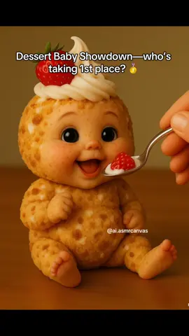 It’s a Dessert Baby Showdown! 🏆👶 Which ONE takes 1sr place?  Comment your winner below…I’m counting votes!  #aiasmr #satisfyingvideo #fyp #eating #asmr 