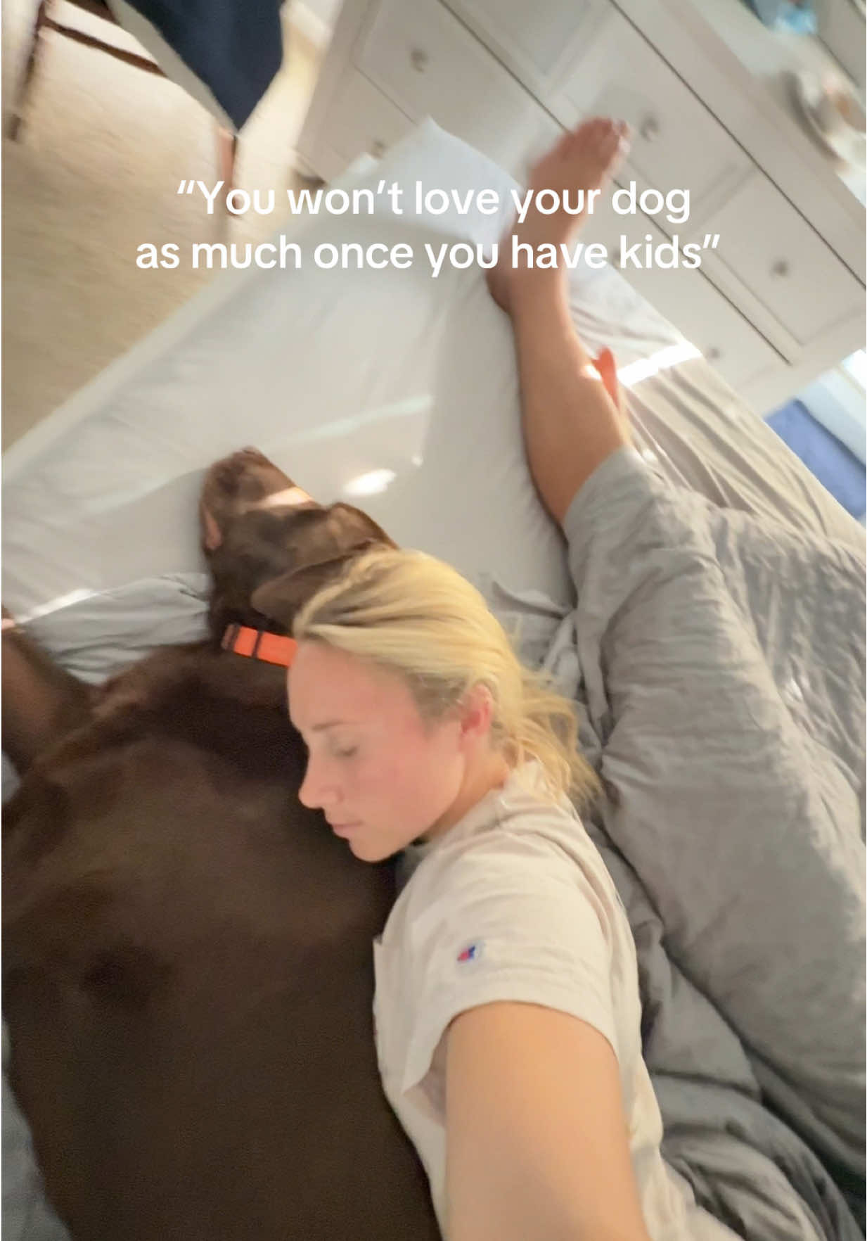 All the moms… did you love your dog less after having kids?? #dogmom 