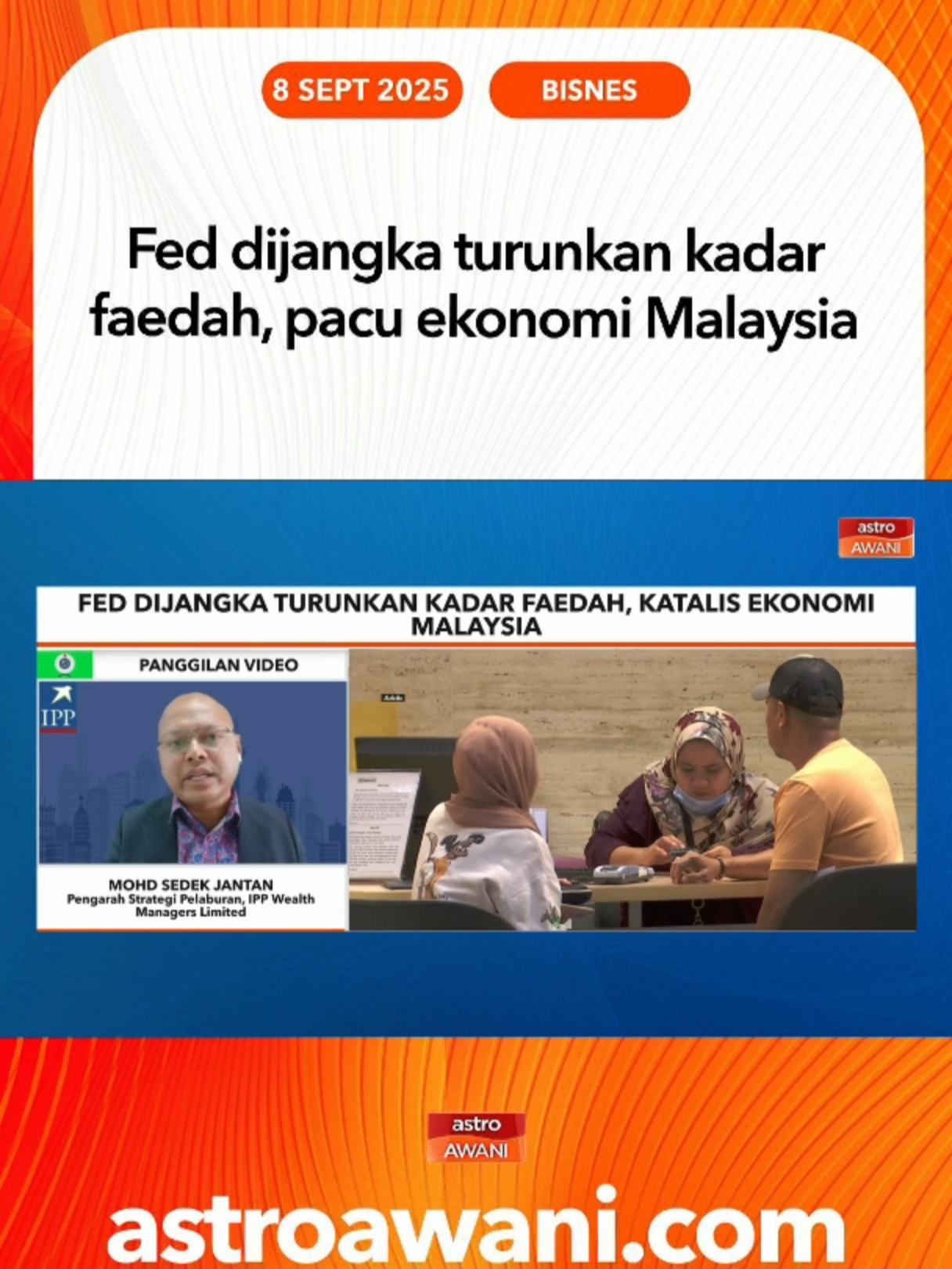 Laporan pekerjaan Amerika Syarikat (AS) bagi Ogos hanya catat 22,000 penambahan berbanding unjuran 75,000, sekali gus mengukuhkan jangkaan pemotongan kadar faedah oleh Federal Reserve pada mesyuarat September. Apakah kesan langkah drastik Fed ini terhadap pasaran kewangan dan pertumbuhan ekonomi Malaysia? Kupasan lanjut bersama Mohd Sedek Jantan, Pengarah Strategi Pelaburan dan Ahli Ekonomi Kanan, IPP Wealth Managers Limited. #NiagaAWANI #AWANInews