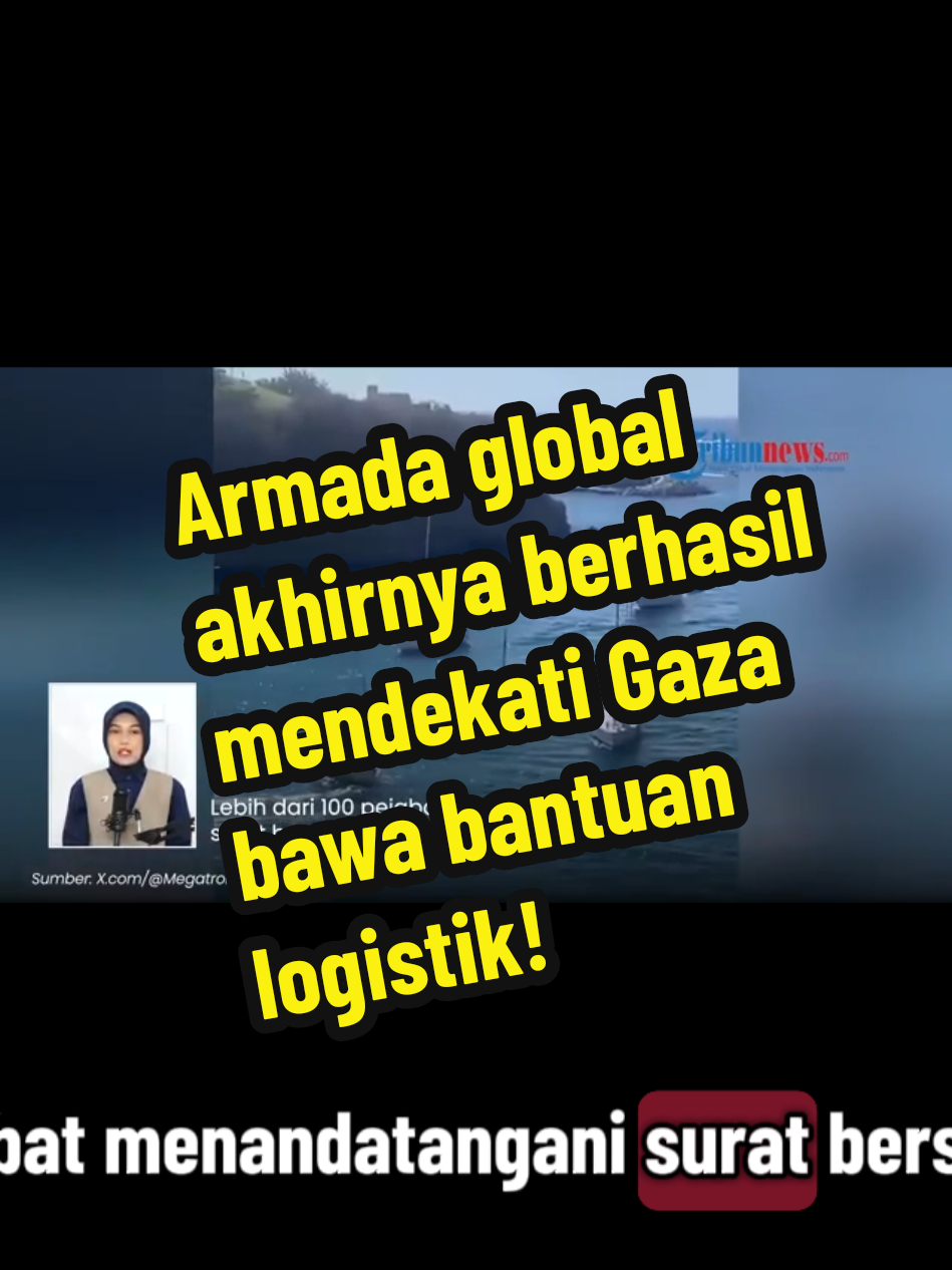 🚨BREAKING NEWS! Armada dunia berhasil tembus blokade Israel! Warga Gaza sorak-sorai lihat bantuan logistik tiba. 🇵🇸 Jangan lupa LIKE, SHARE, dan COMMENT dukunganmu untuk Gaza! #gaza #palestina #israel #news #viral 