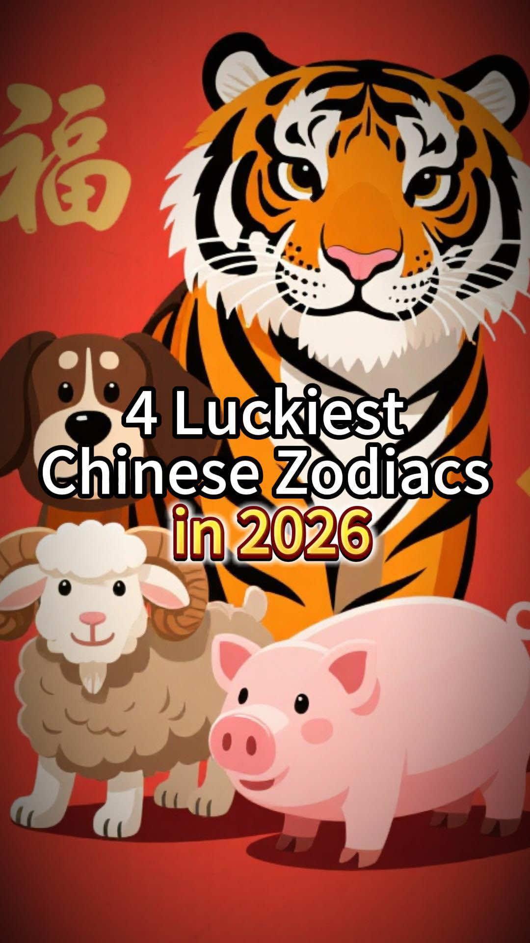 4 Chinese Zodiac signs are set to rise in 2026 ☀️ if you are a Tiger, Goat, Dog or Pig— get ready for the career wins, love breakthroughs, and big opportunities! #chinesezodiac #zodiacsigns #energy #fengshui #2026 