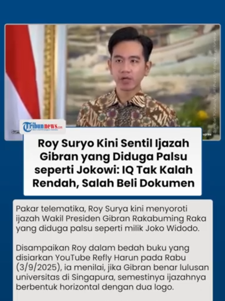 Roy Suryo Tuduh Ijazah Gibran Palsu seperti Jokowi, Singgung Kejanggalan  Salah Beli Dokumen Palsu #fyp #gibranrakabuming #jokowi #ijazahpalsu #roysuryo