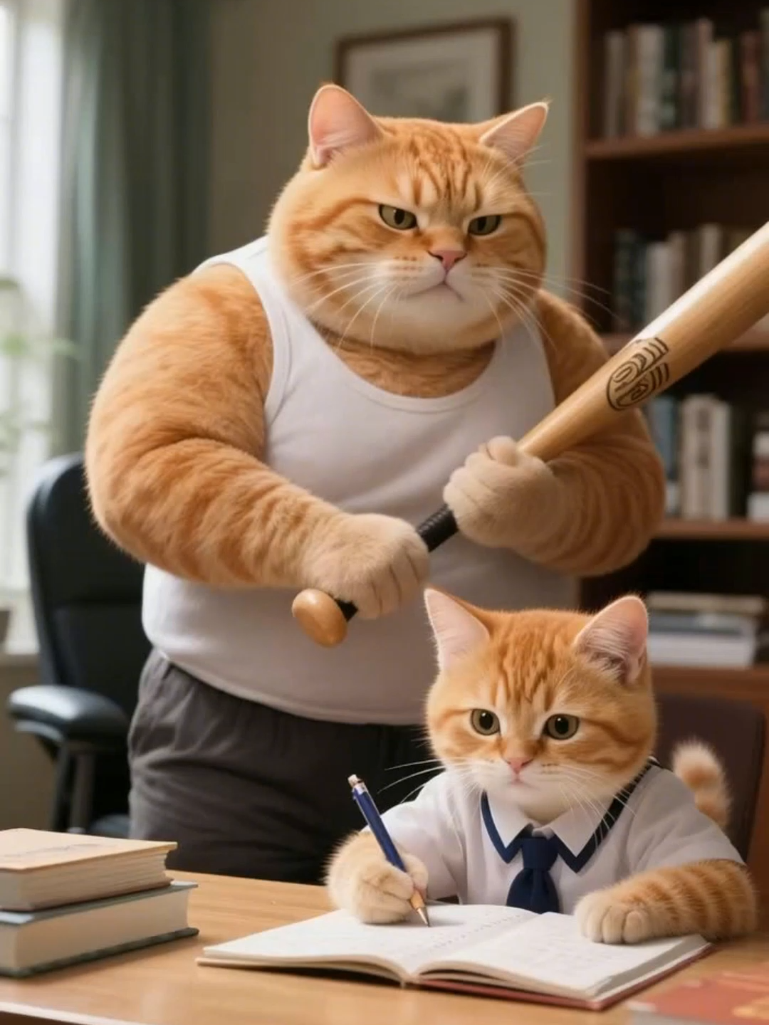 Hey! Looks like Dad's getting sleepy～～ Time to slip away!#funny #cats #cute #funnyvideos