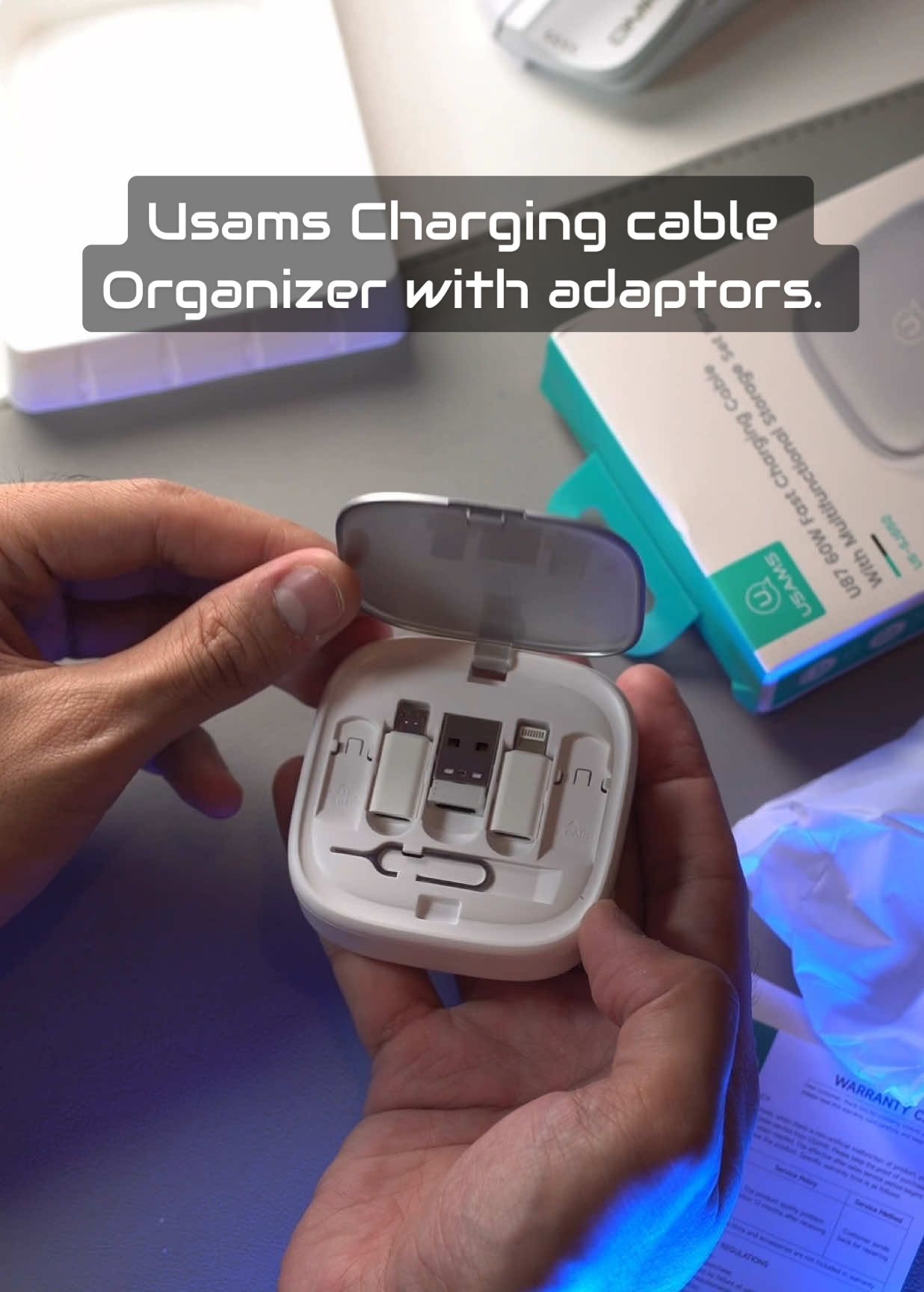Usams Charging cable Organizer with adaptors. #chargingcable #charger #iphonecharger #androidcharger #usams