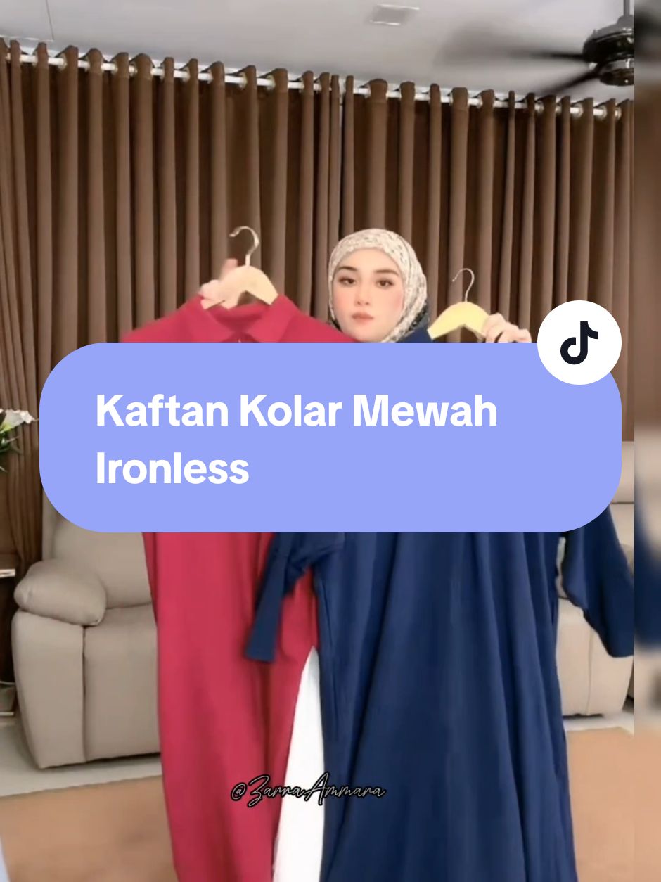 Kaftan Kolar Mewah Ironless🥰🔥 #kaftan #kaftanviral #kaftanironless #kaftanmurah #kaftanlawa #outfit 