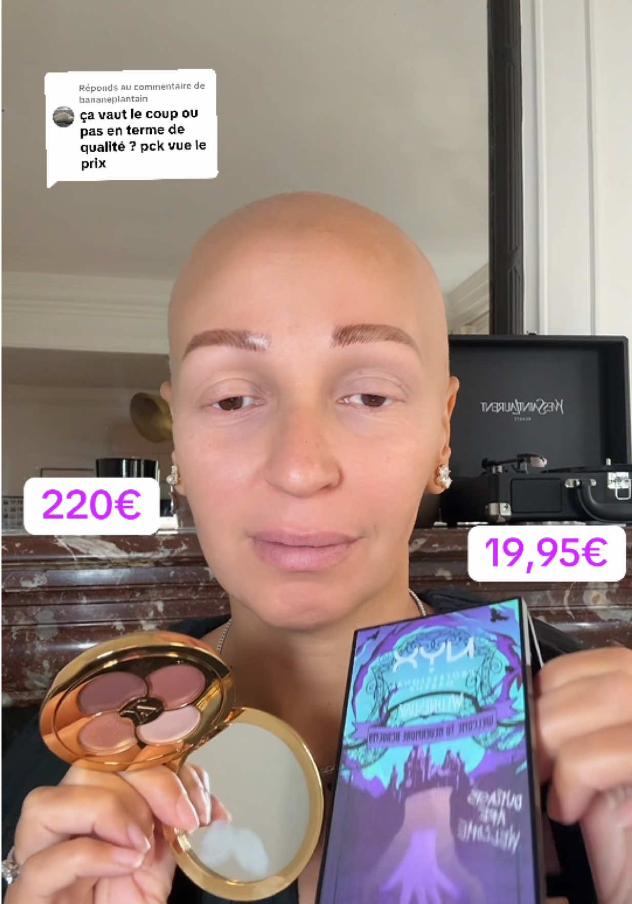 Réponse à @bananeplantain  Verdict ? Palette @NYX COSMETICS FRANCE édition « mercredi » 19,95€. Palette LV OMBRE Nude Mirage 220€ @Louis Vuitton . Concealer / base paupières DO IT ALL coloris 220 @IT Cosmetics. #louisvuittonmakeup #labeautelouisvuitton #nyxcosmetics #doitall 